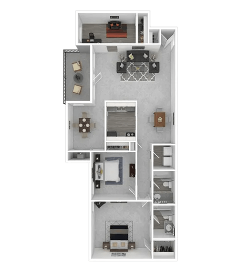 2 Bed - 2 Bath Floorplan at Halsey Flats, Louisville, Kentucky